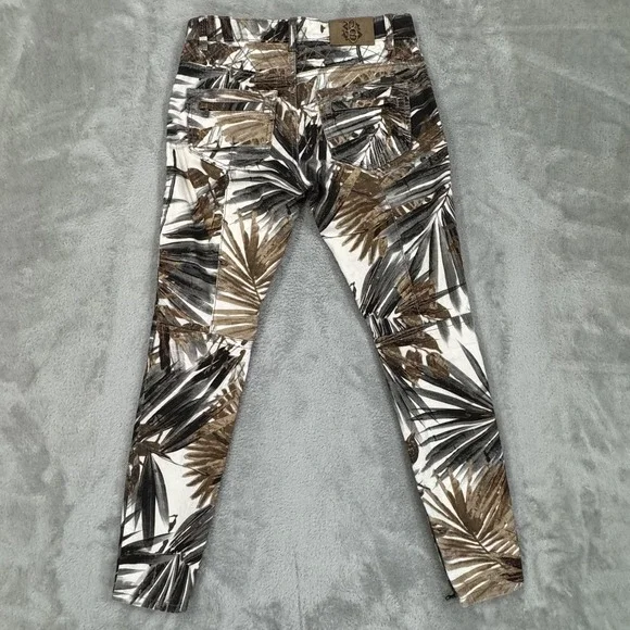 Sonia Bogner Pants Womens 30x29 Ankle Zip Pockets Palm Leaf Print AOP Turkey - Picture 2 of 16